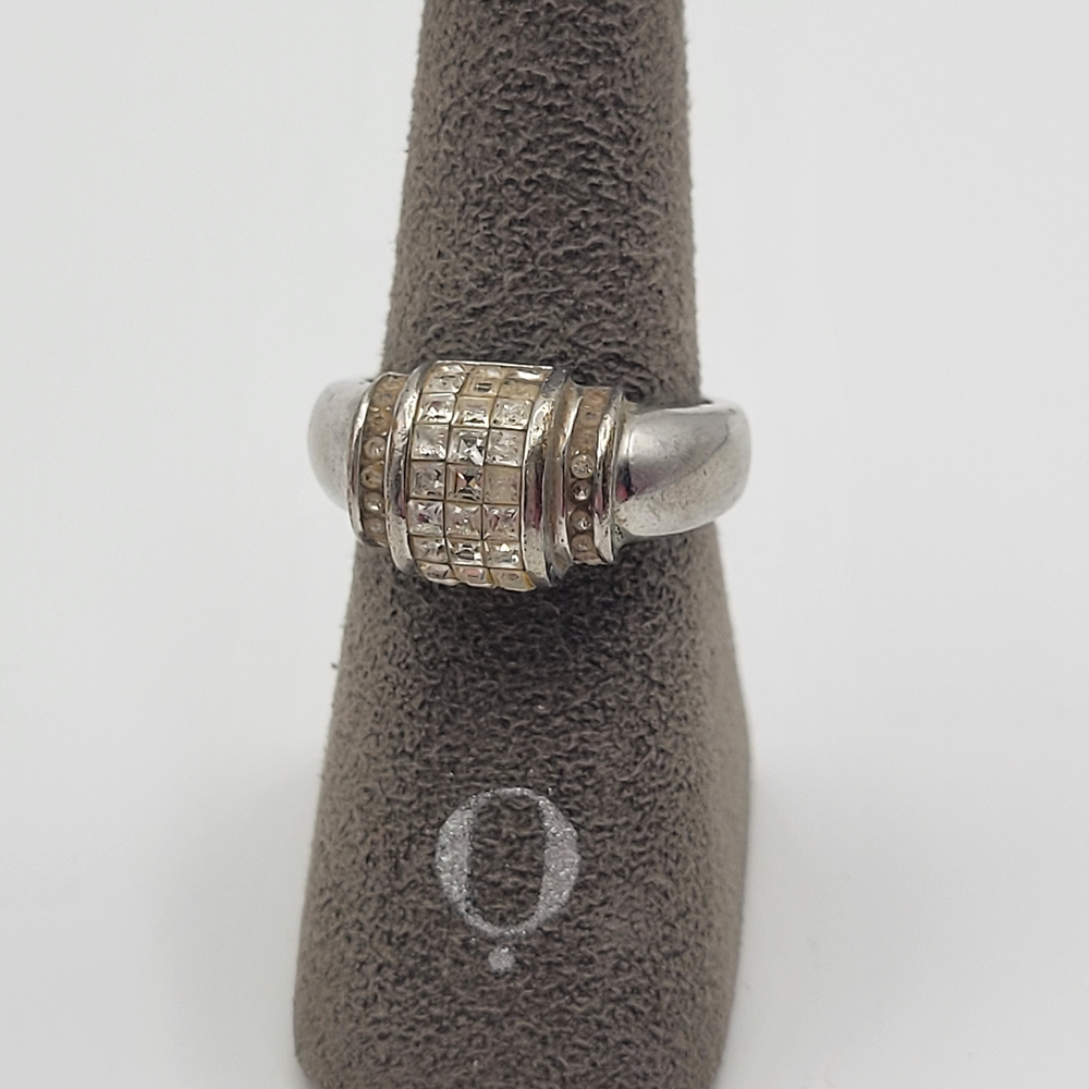 Vintage 18KGERSC Clear Glass Stone 3D Ring Size 10